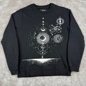 Black Blind Rooster Celestial Crewneck Sweatshirt Size M Witchy Astrology
